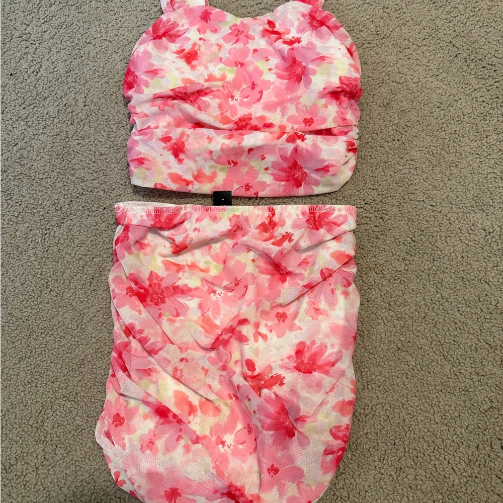 Floral Pink Two-Piece Dress